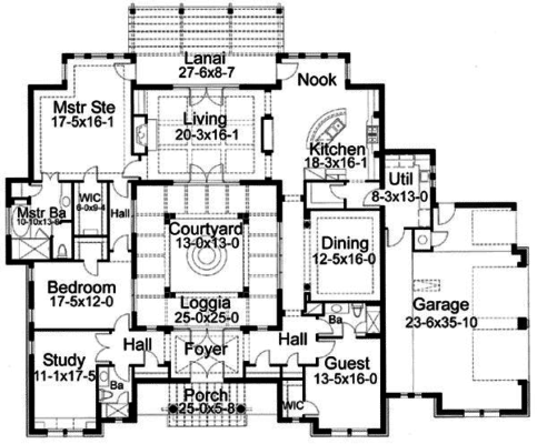 Plan for Home with Inner Courtyard (1) - Custom Home Builder Digest